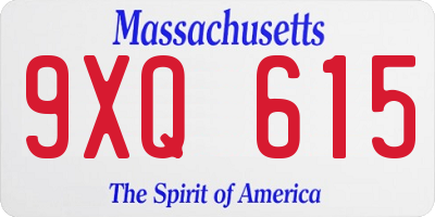 MA license plate 9XQ615