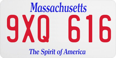 MA license plate 9XQ616