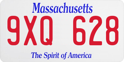 MA license plate 9XQ628
