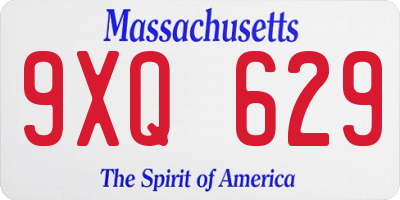 MA license plate 9XQ629