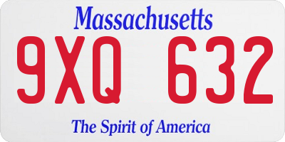 MA license plate 9XQ632