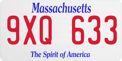 MA license plate 9XQ633