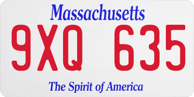 MA license plate 9XQ635