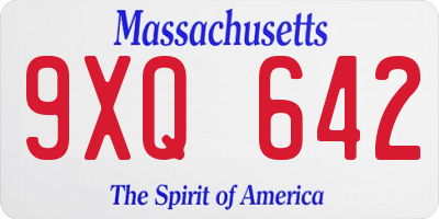 MA license plate 9XQ642