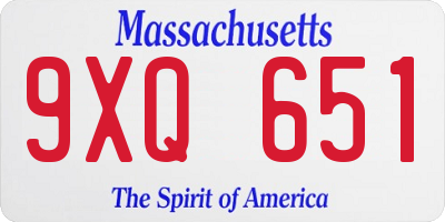 MA license plate 9XQ651