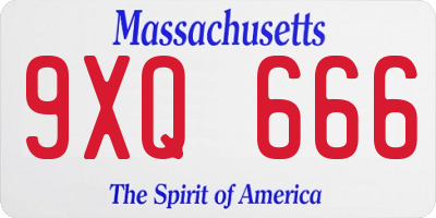 MA license plate 9XQ666