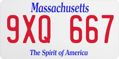 MA license plate 9XQ667
