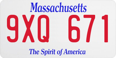 MA license plate 9XQ671