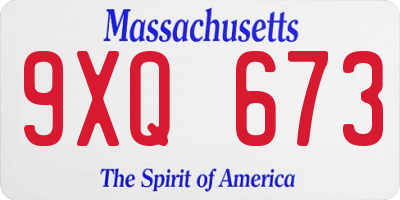 MA license plate 9XQ673