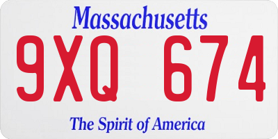 MA license plate 9XQ674