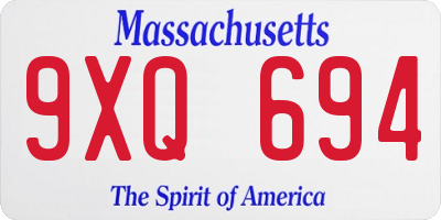 MA license plate 9XQ694