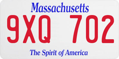 MA license plate 9XQ702