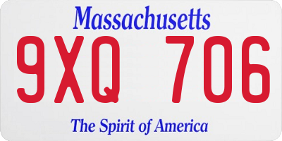 MA license plate 9XQ706
