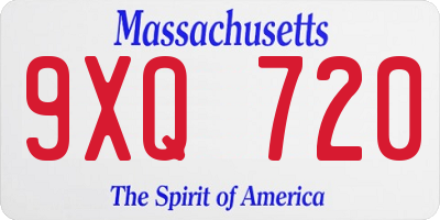 MA license plate 9XQ720