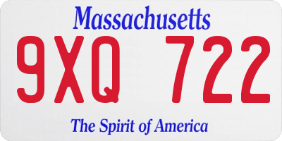 MA license plate 9XQ722