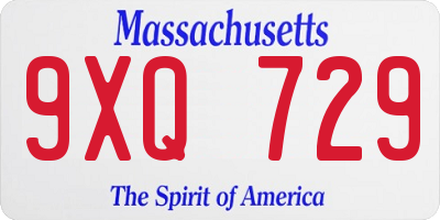MA license plate 9XQ729