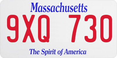 MA license plate 9XQ730