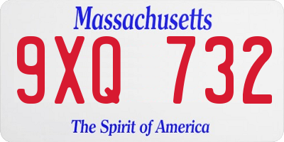 MA license plate 9XQ732