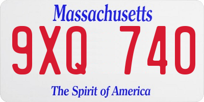 MA license plate 9XQ740