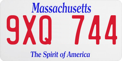 MA license plate 9XQ744