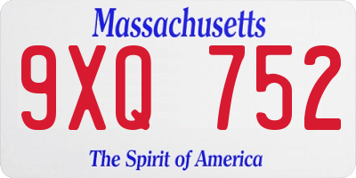 MA license plate 9XQ752