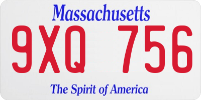 MA license plate 9XQ756