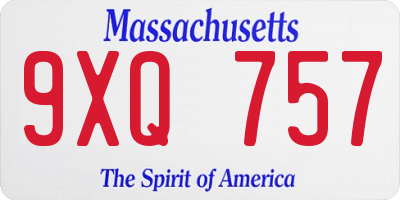 MA license plate 9XQ757
