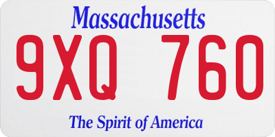 MA license plate 9XQ760