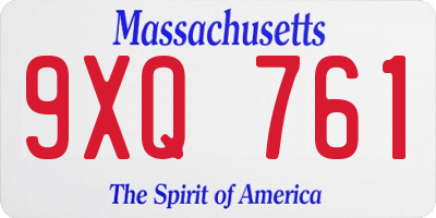MA license plate 9XQ761