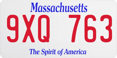 MA license plate 9XQ763