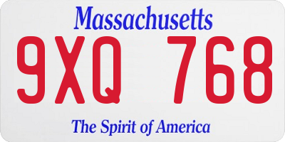 MA license plate 9XQ768