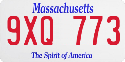 MA license plate 9XQ773