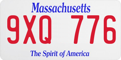 MA license plate 9XQ776