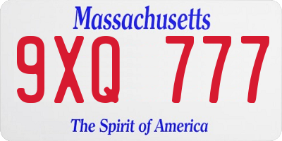 MA license plate 9XQ777