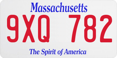 MA license plate 9XQ782