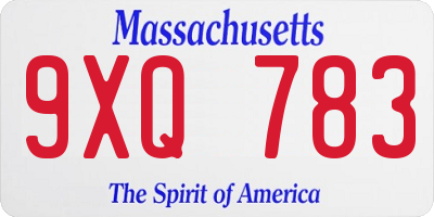 MA license plate 9XQ783
