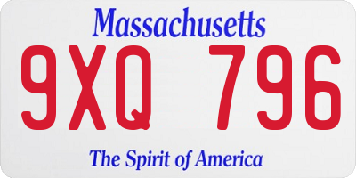 MA license plate 9XQ796