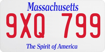 MA license plate 9XQ799