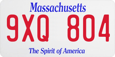 MA license plate 9XQ804