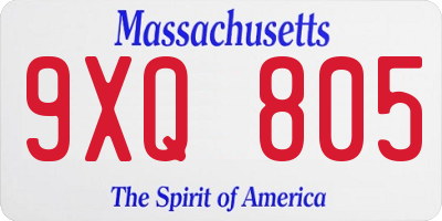 MA license plate 9XQ805