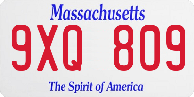 MA license plate 9XQ809