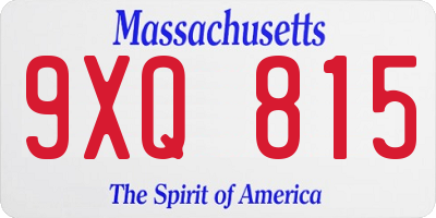 MA license plate 9XQ815