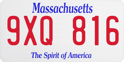 MA license plate 9XQ816