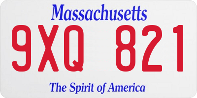 MA license plate 9XQ821