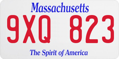 MA license plate 9XQ823