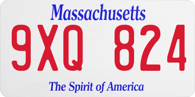 MA license plate 9XQ824