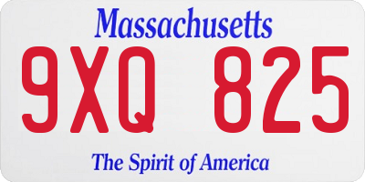 MA license plate 9XQ825