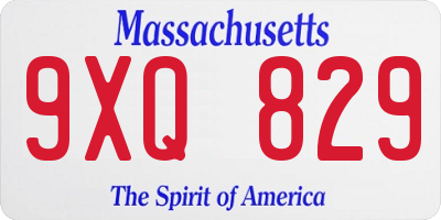 MA license plate 9XQ829