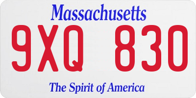 MA license plate 9XQ830