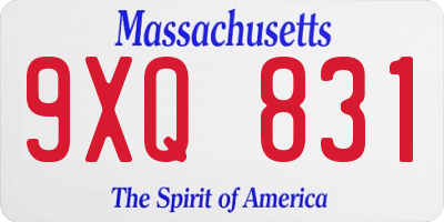 MA license plate 9XQ831